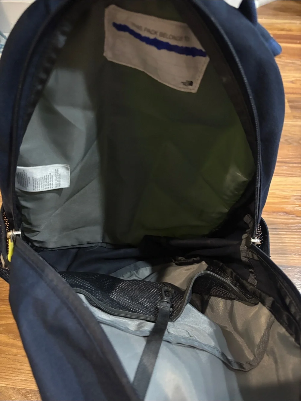 The North Face Black Backpack with Neon Green Lightning Print